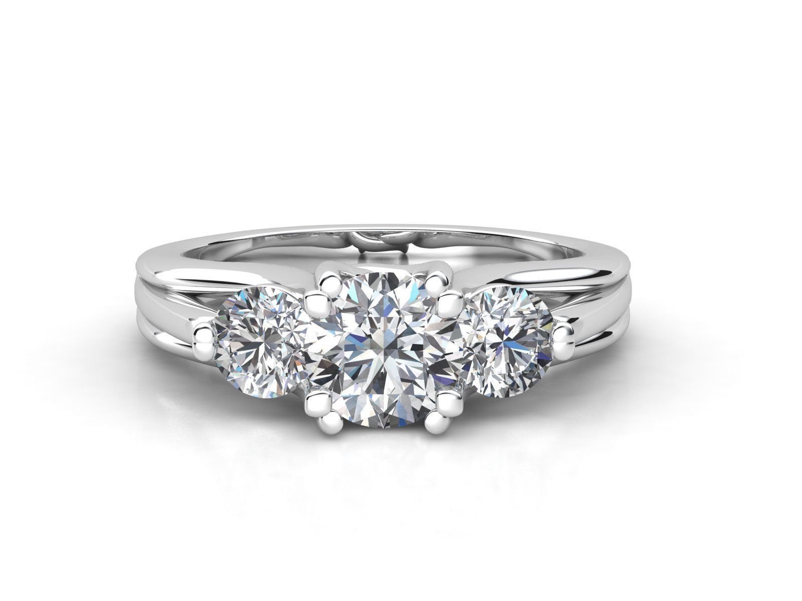 aj-06 three stone diamond engagement ring 3D print model_2