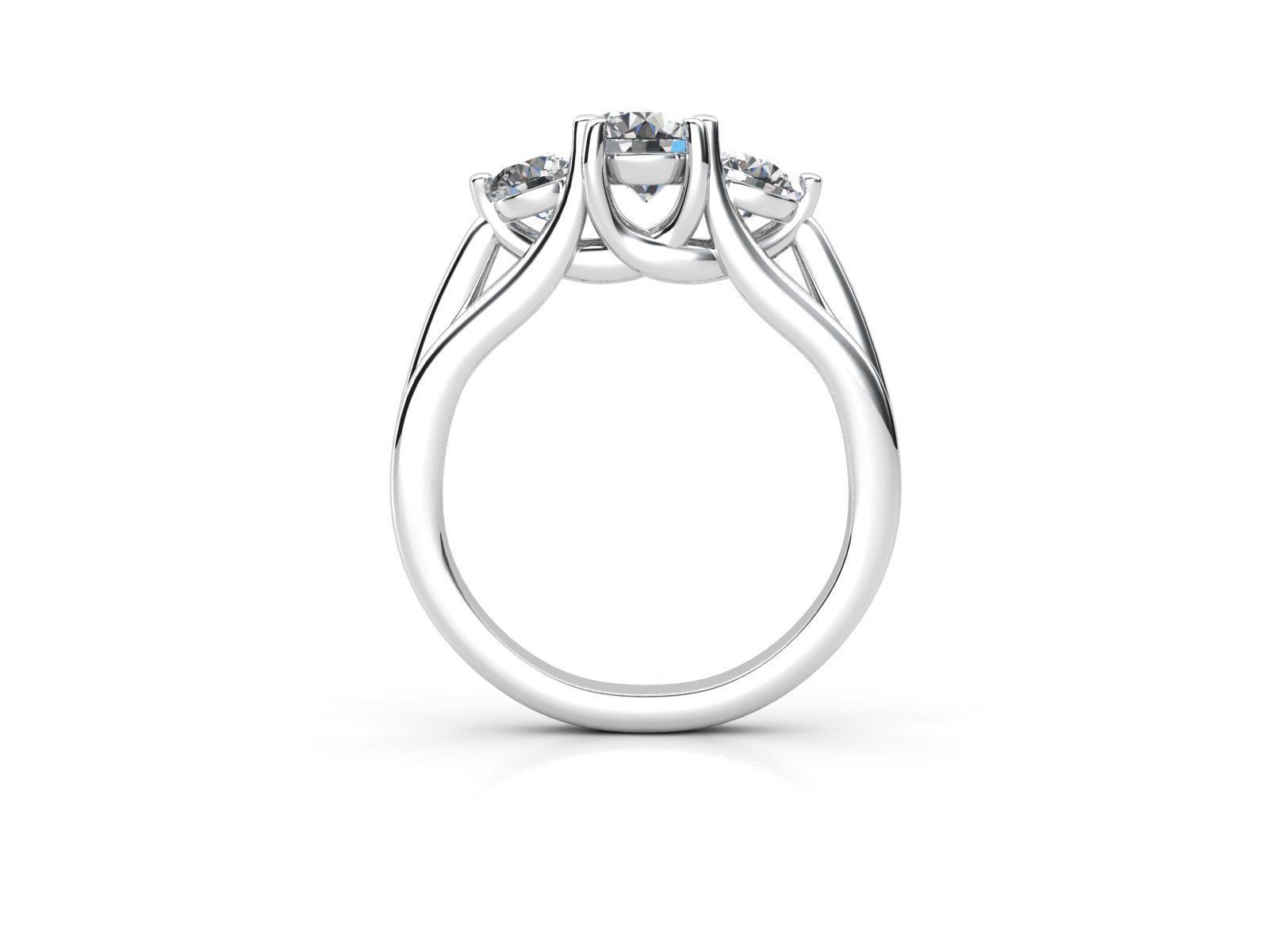 aj-06 three stone diamond engagement ring 3D print model_1