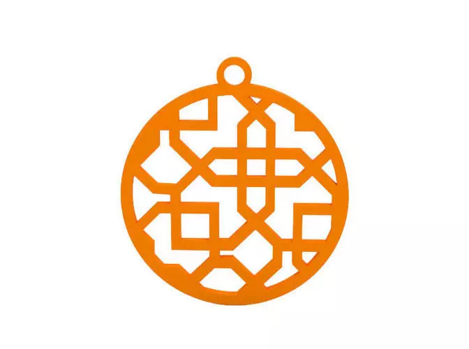 Earring orange ornament with geometric design 3D print model_0
