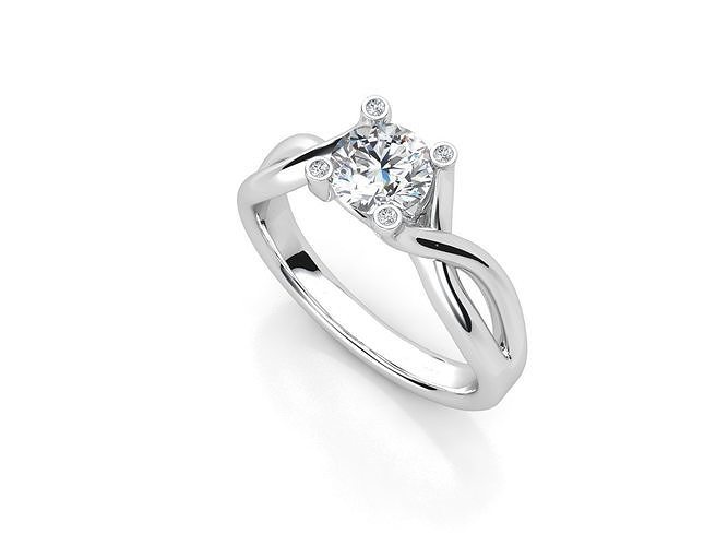aj-07 solitaire engagement ring gold 3D print model