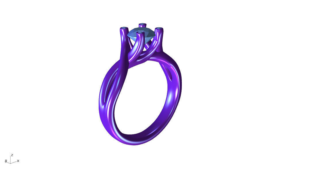 aj-07 solitaire engagement ring gold 3D print model_3