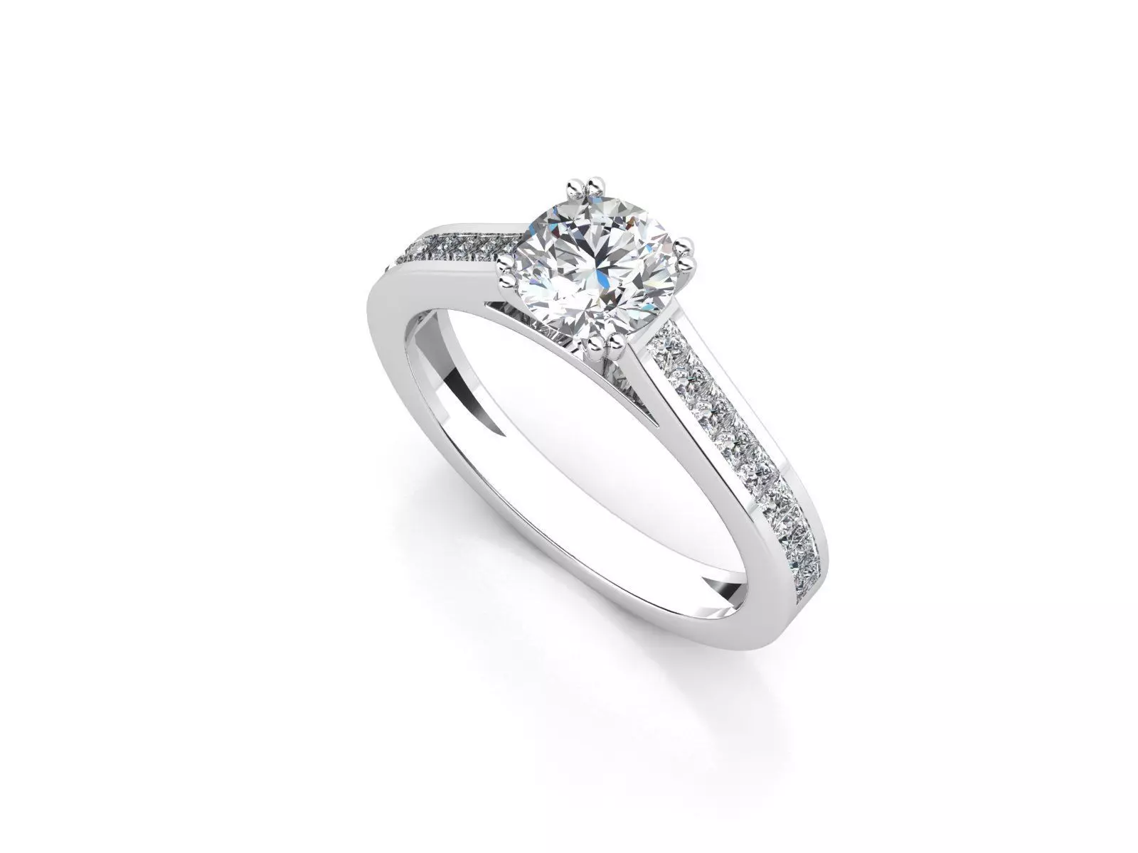 aj-08 princess cut diamond engagement ring 3D print model_0