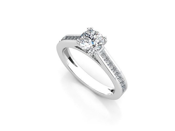 aj-08 princess cut diamond engagement ring 3D print model