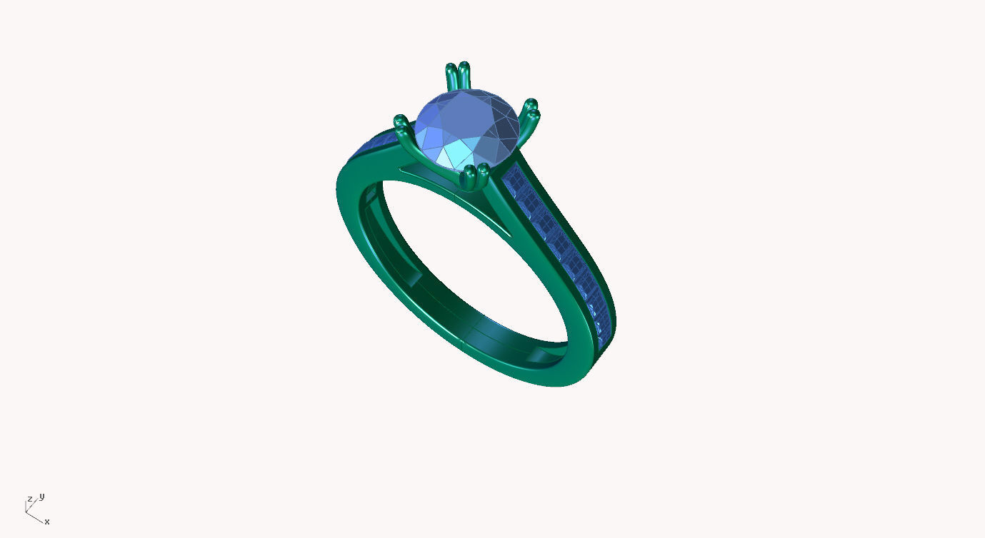 aj-08 princess cut diamond engagement ring 3D print model_3