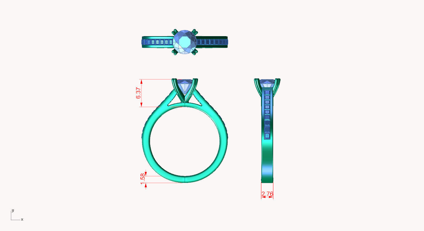 aj-08 princess cut diamond engagement ring 3D print model_4