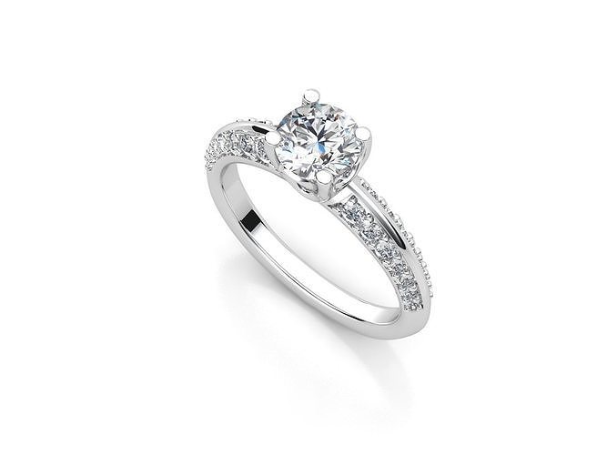 aj-09 solitaire diamond engagement ring gold 3D print model