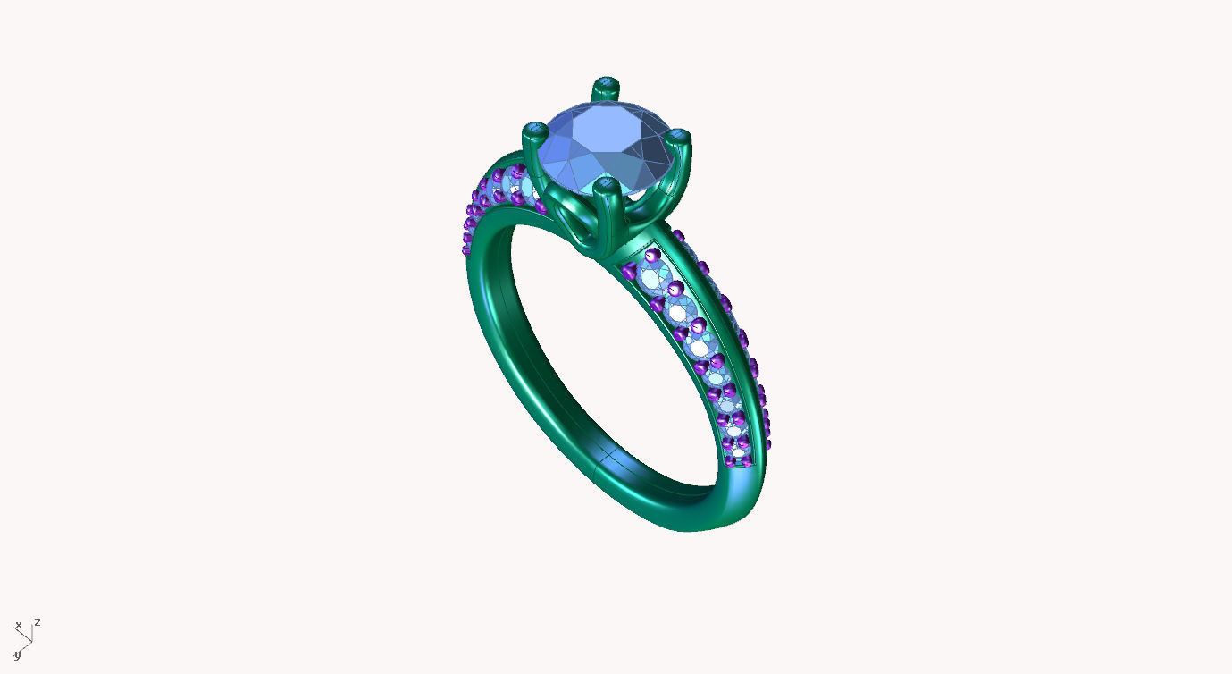 aj-09 solitaire diamond engagement ring gold 3D print model_3