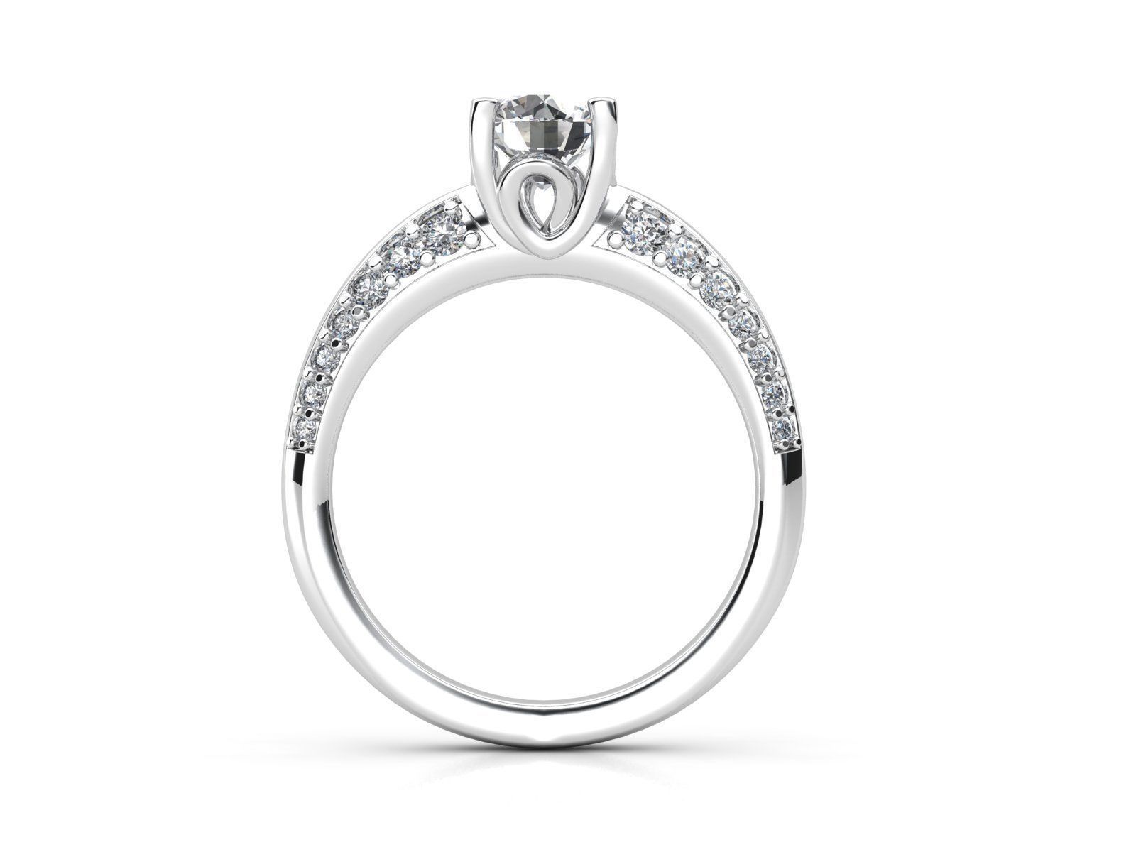aj-09 solitaire diamond engagement ring gold 3D print model_2