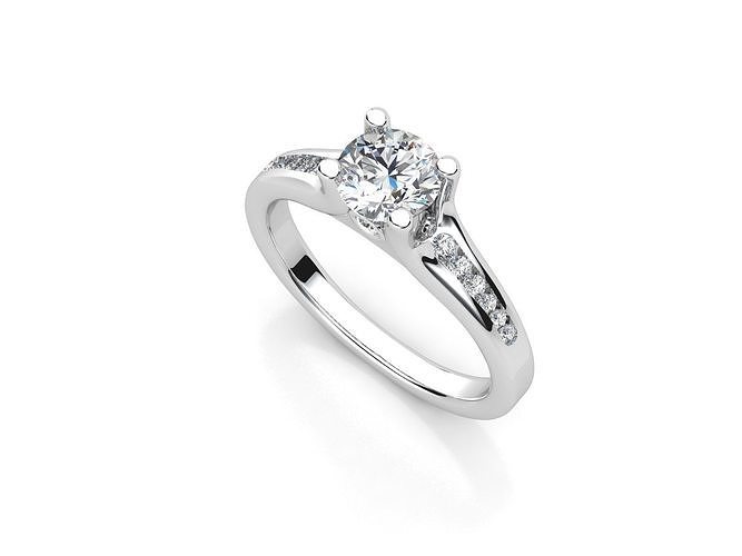aj-010 engagement ring with baguette diamonds 3D print model