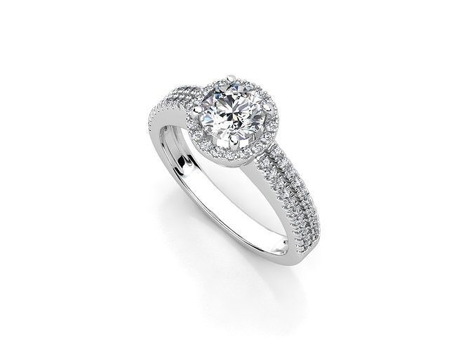 aj-011 halo diamond engagement ring 3D print model