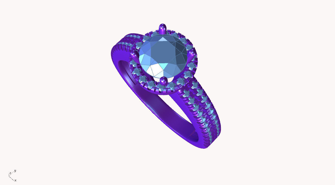 aj-011 halo diamond engagement ring 3D print model_3
