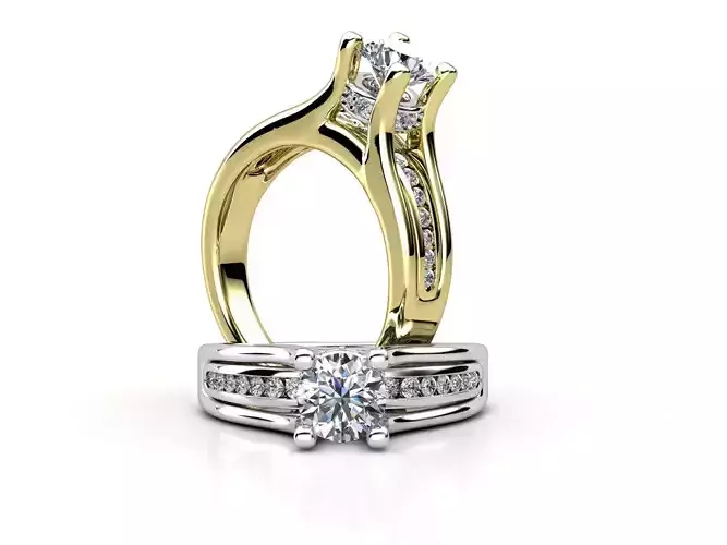aj-012 diamond engagement ring gold and gold