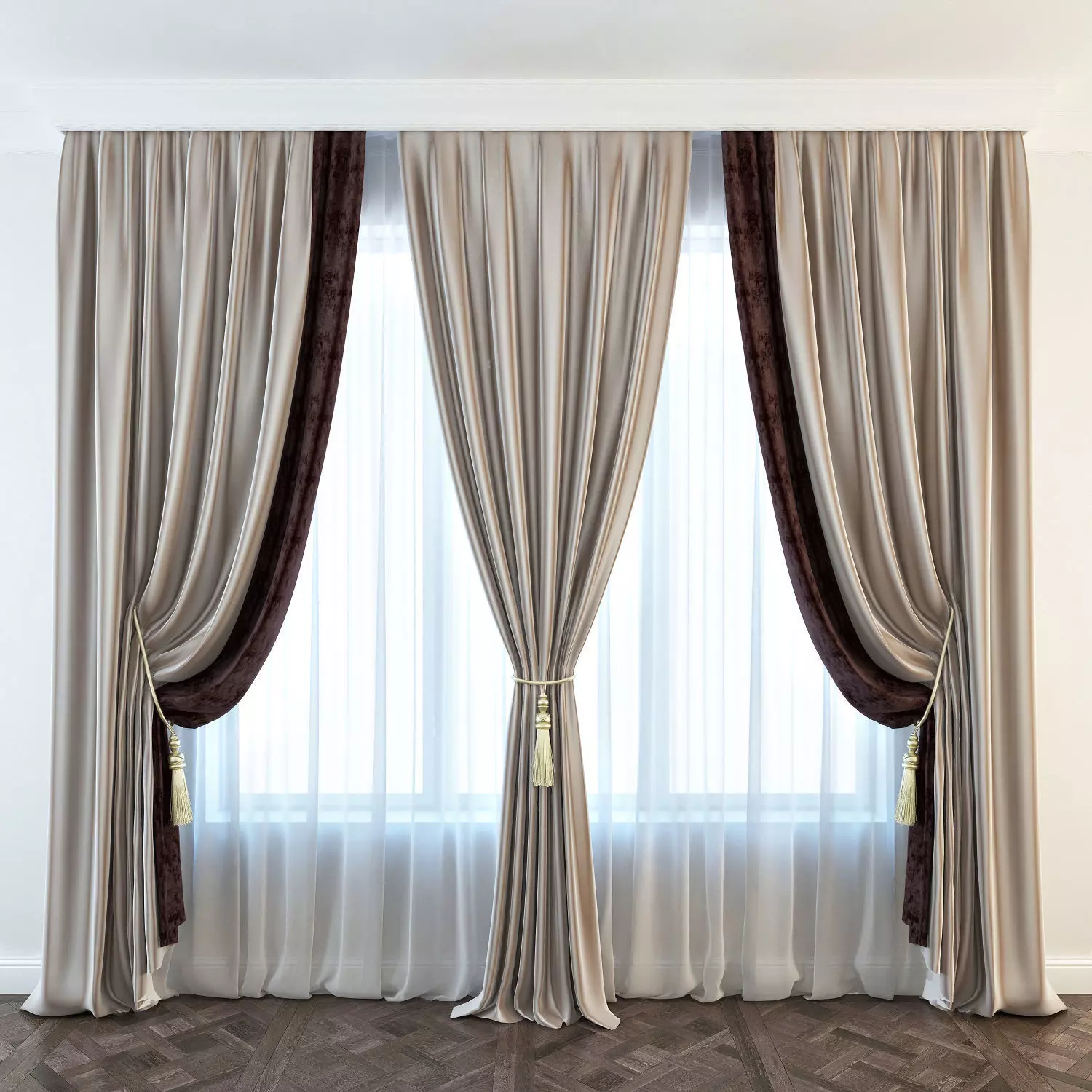 Set 02 Classic curtain 3D model_0