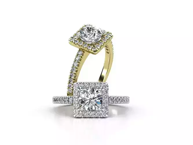 aj-013 diamond engagement ring gold and gold