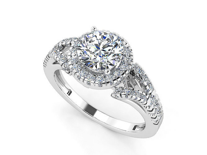 aj-016 halo diamond engagement ring 3D print model