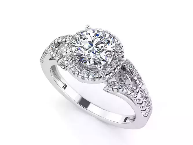 aj-016 halo diamond engagement ring