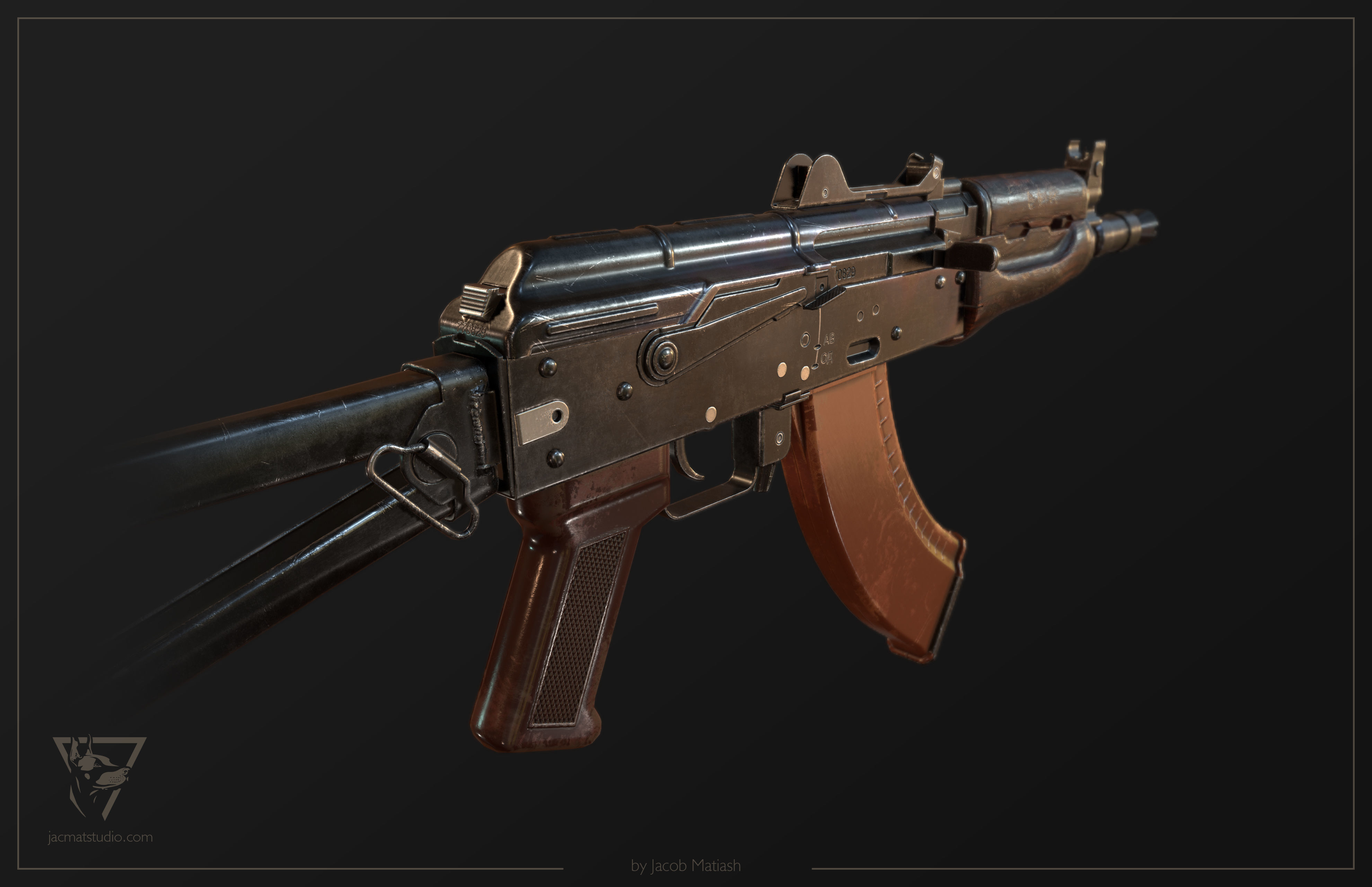 FPS AKS-74U tactical weapon Low-poly 3D model_12