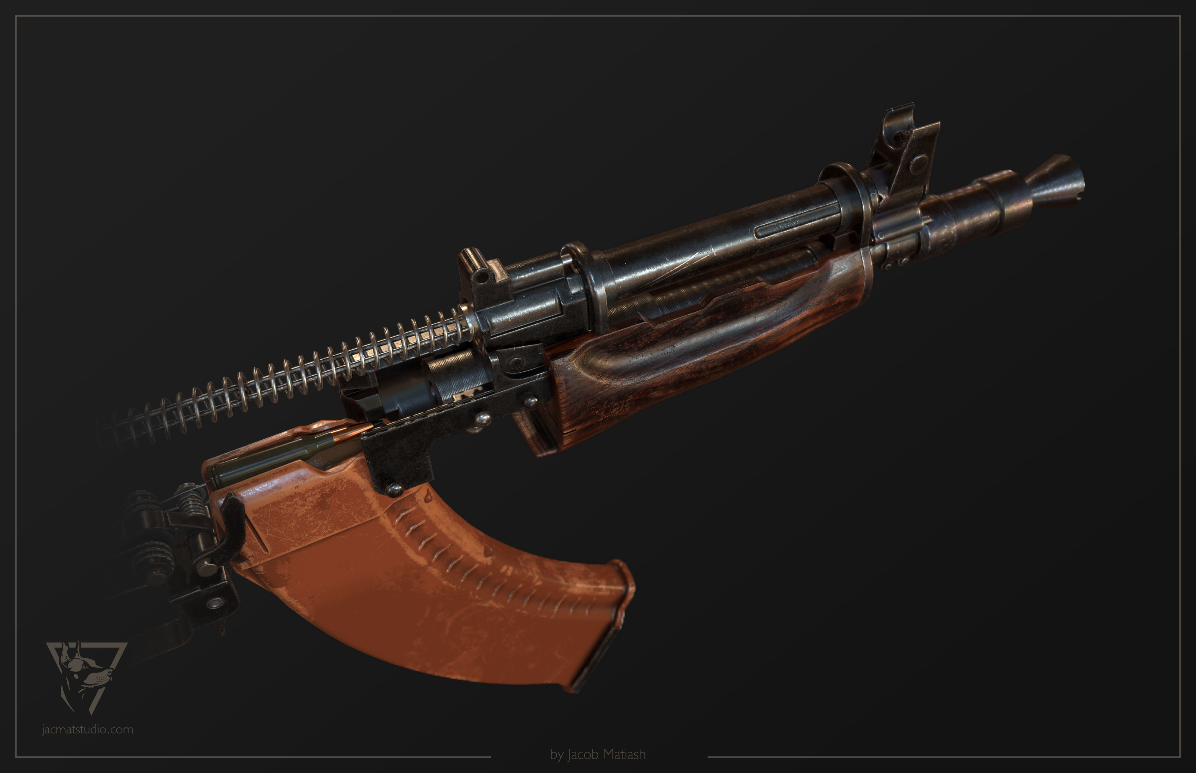 FPS AKS-74U tactical weapon Low-poly 3D model_32