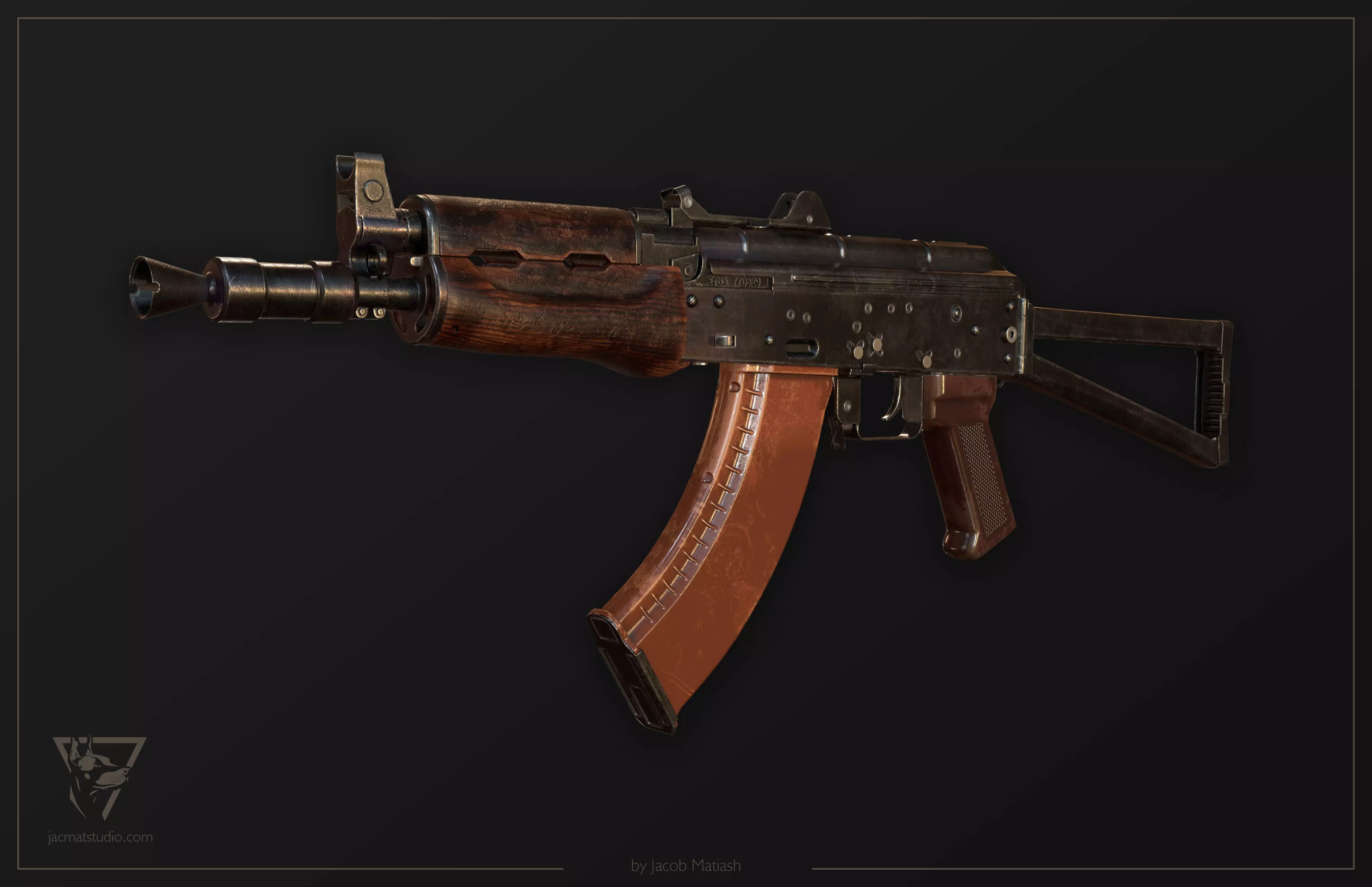 FPS AKS-74U tactical weapon Low-poly 3D model_0