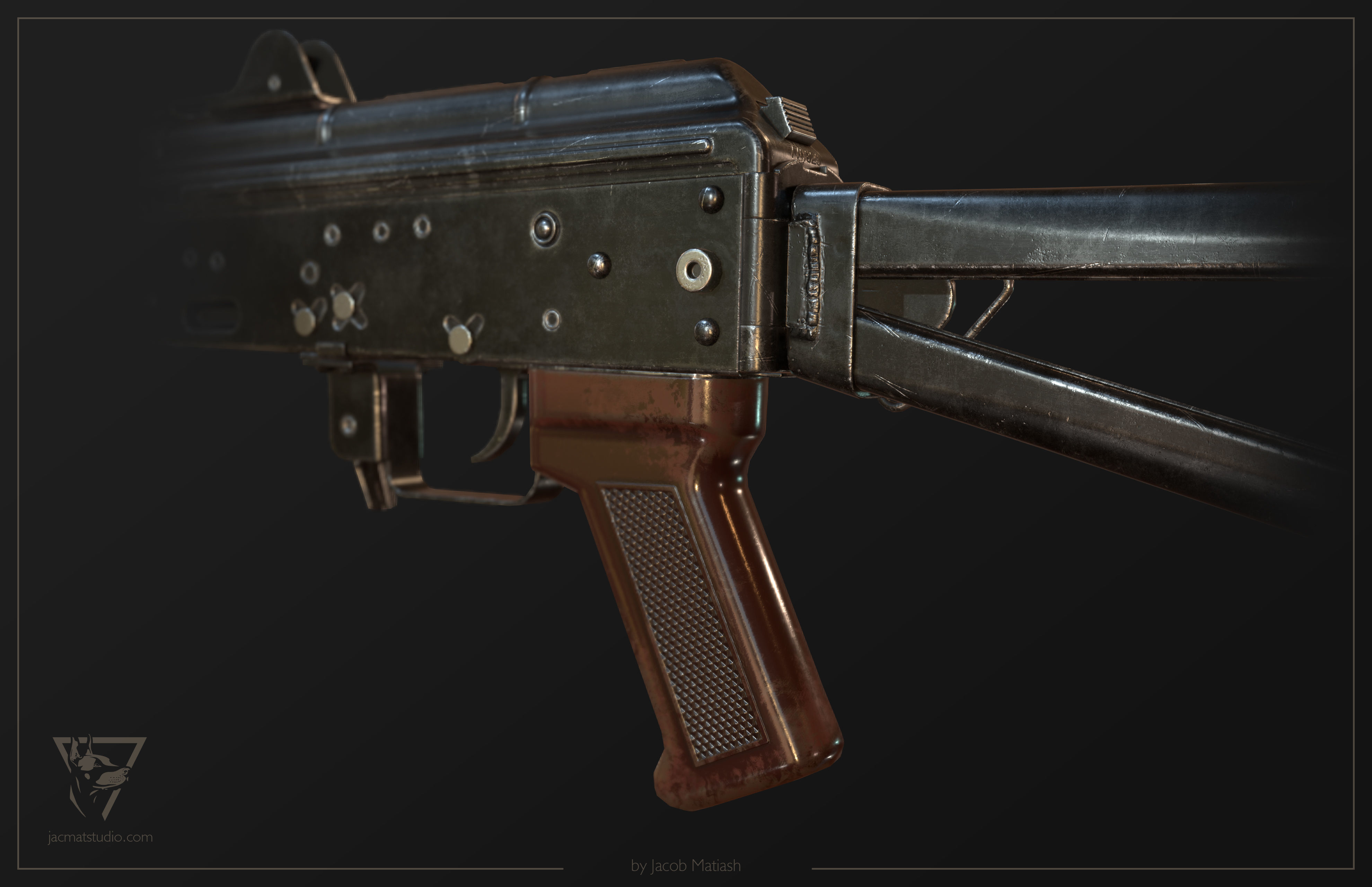 FPS AKS-74U tactical weapon Low-poly 3D model_4