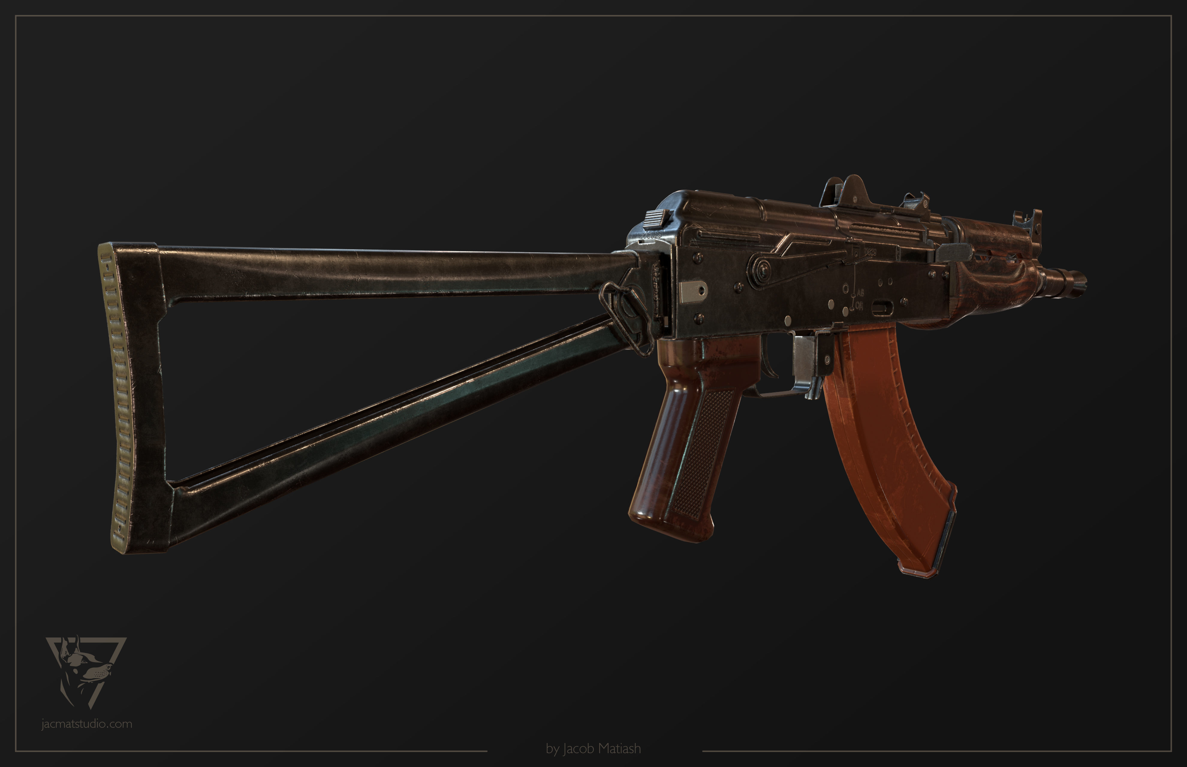 FPS AKS-74U tactical weapon Low-poly 3D model_16