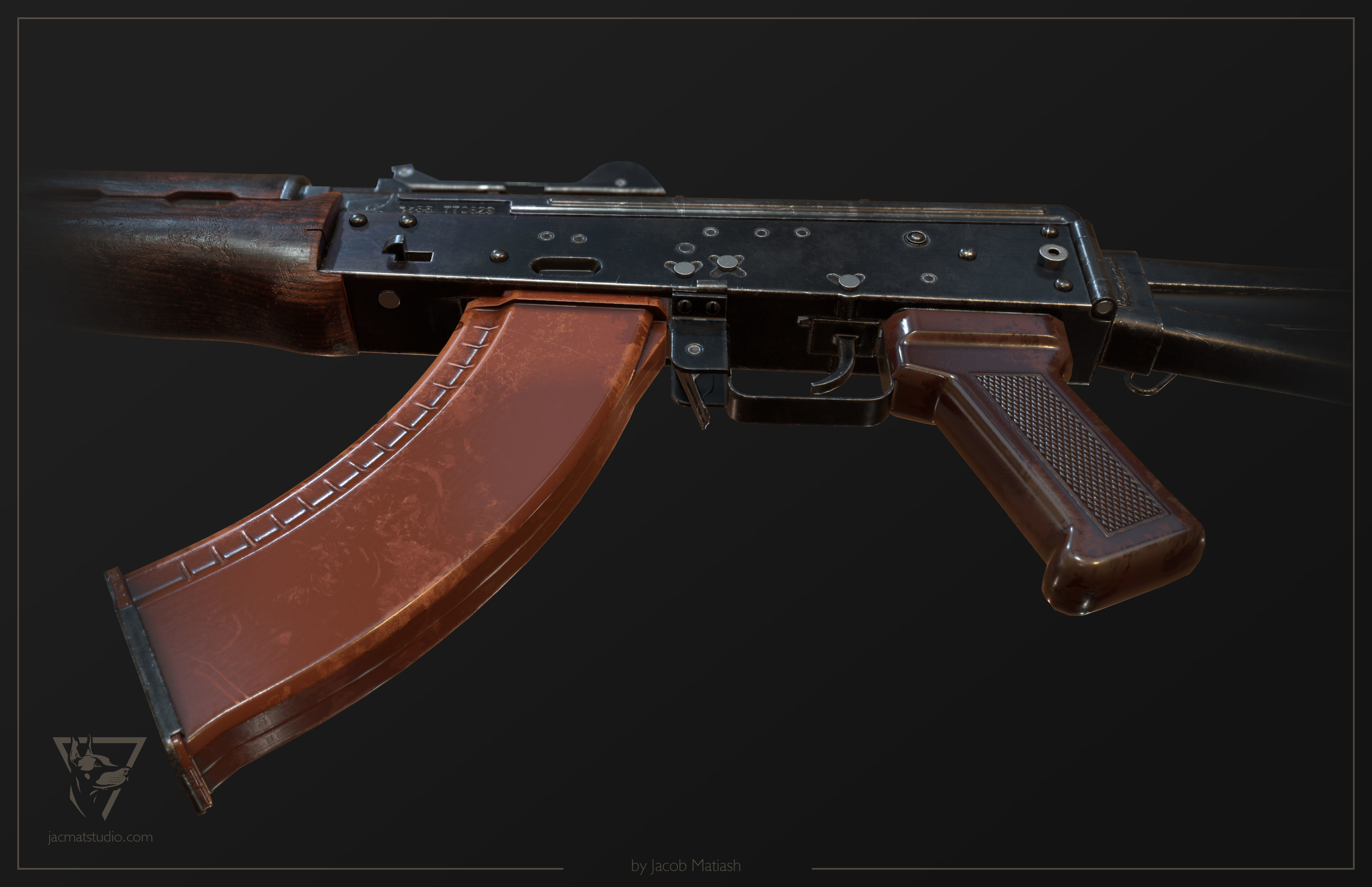 FPS AKS-74U tactical weapon Low-poly 3D model_6
