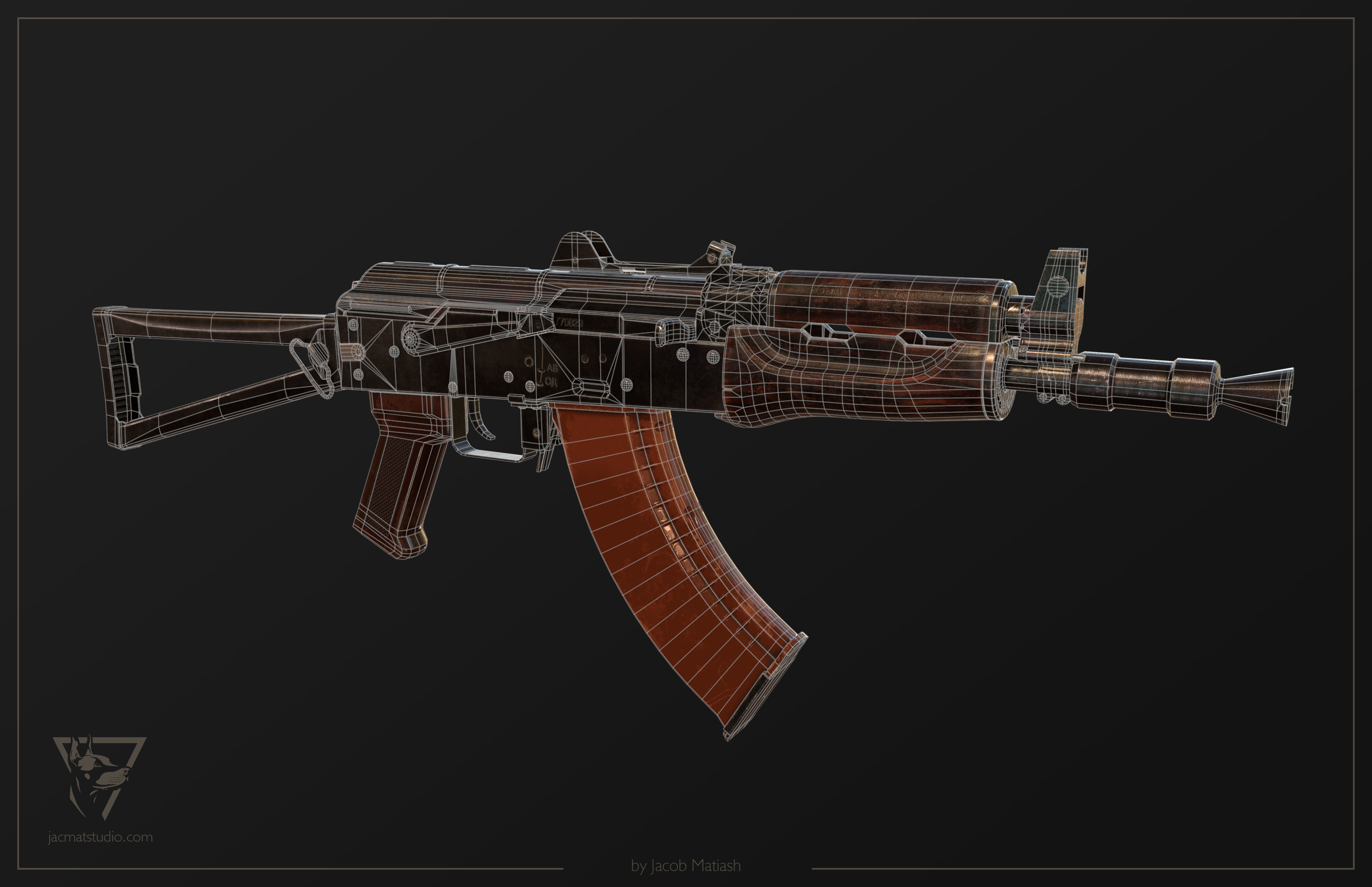 FPS AKS-74U tactical weapon Low-poly 3D model_36