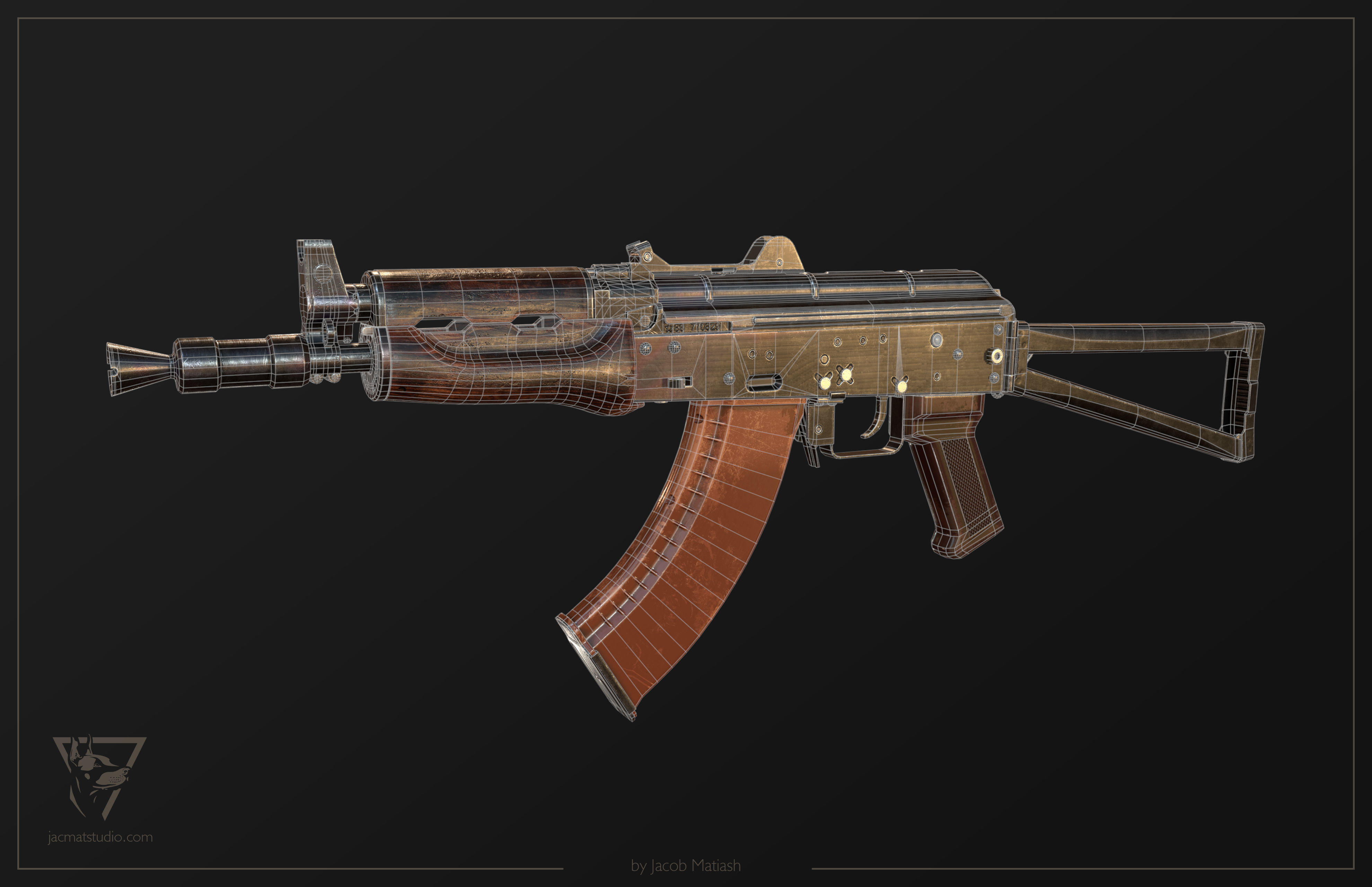 FPS AKS-74U tactical weapon Low-poly 3D model_35