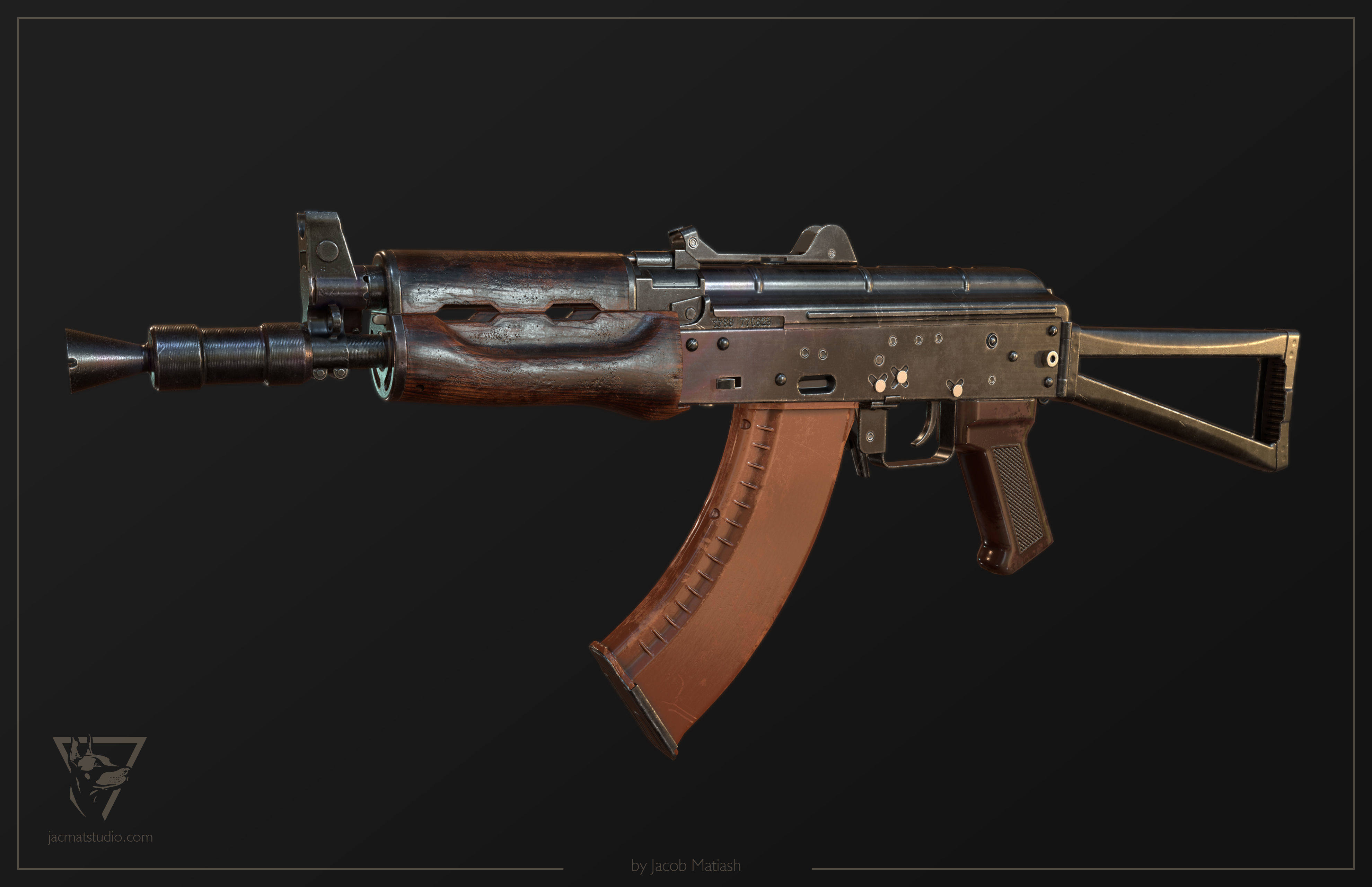 FPS AKS-74U tactical weapon Low-poly 3D model_14