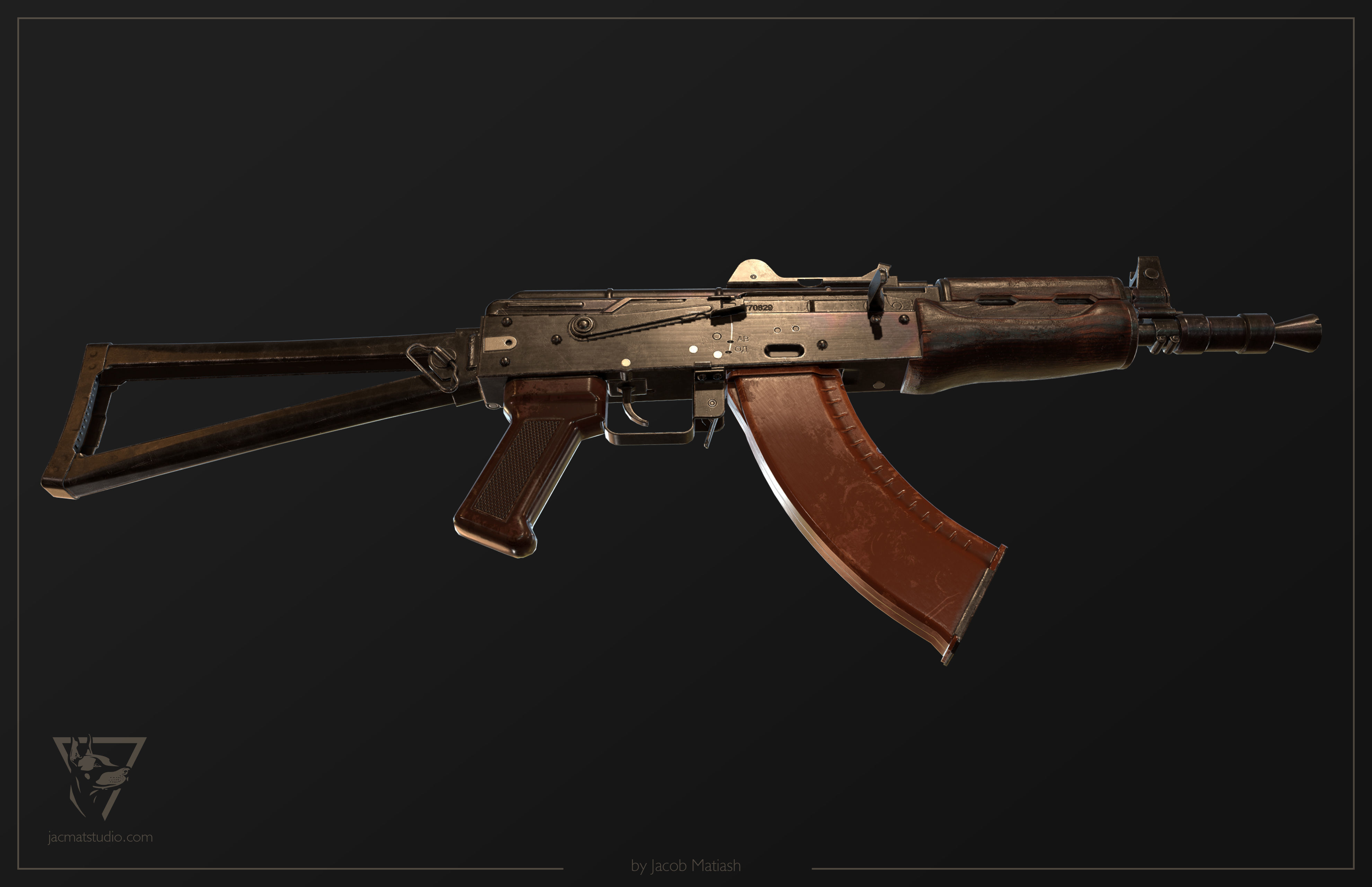 FPS AKS-74U tactical weapon Low-poly 3D model_19