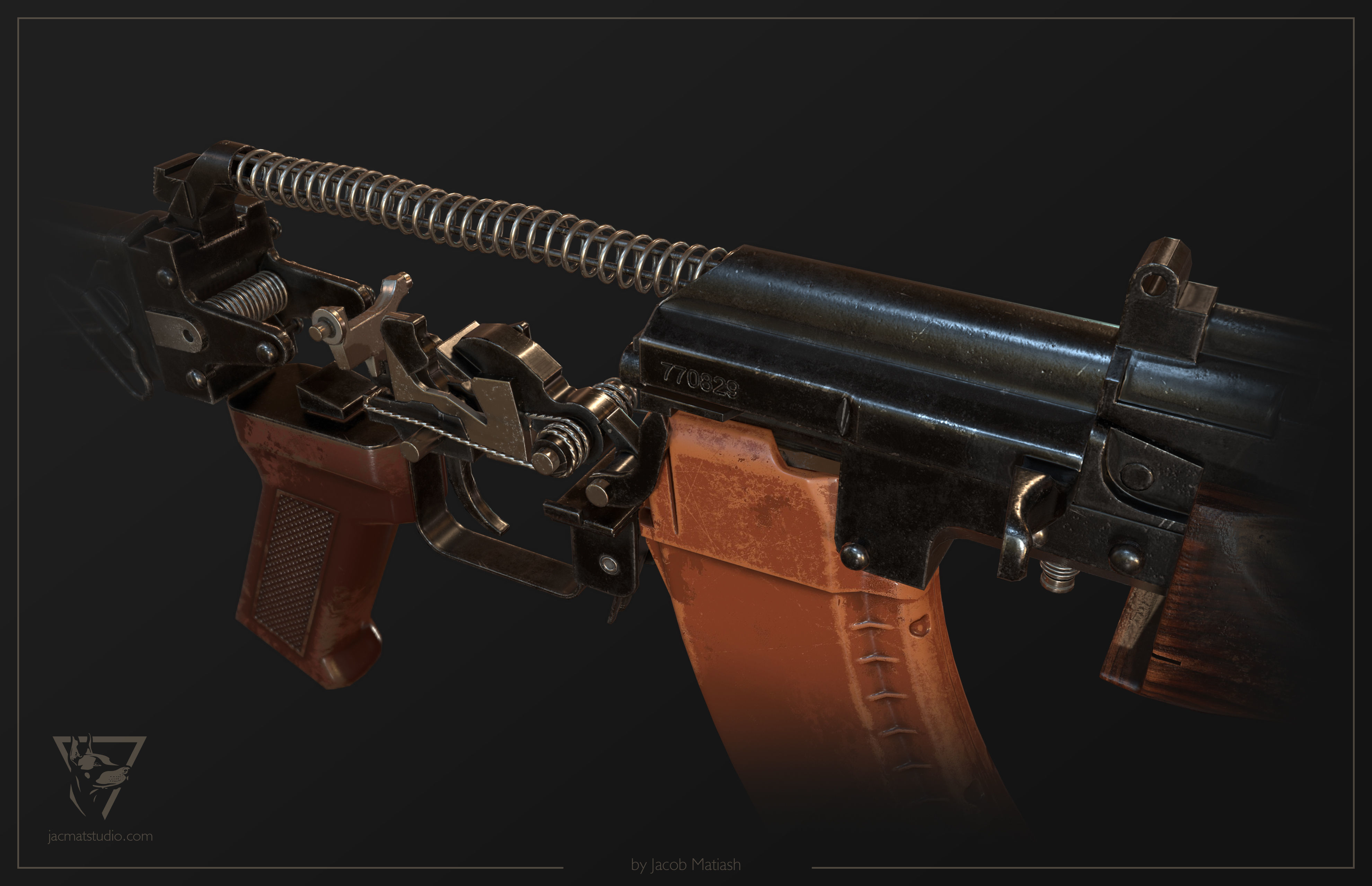 FPS AKS-74U tactical weapon Low-poly 3D model_29