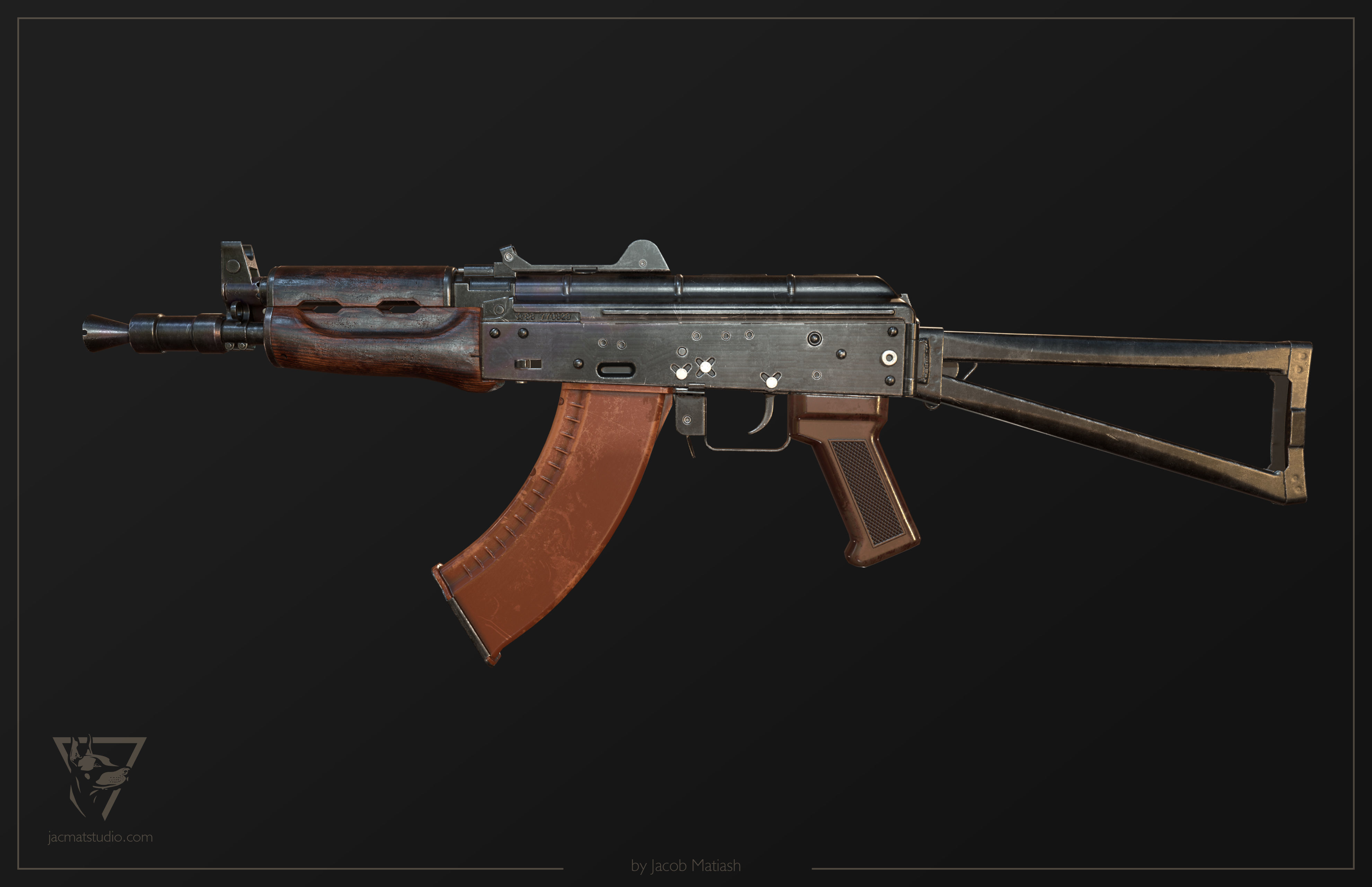 FPS AKS-74U tactical weapon Low-poly 3D model_18