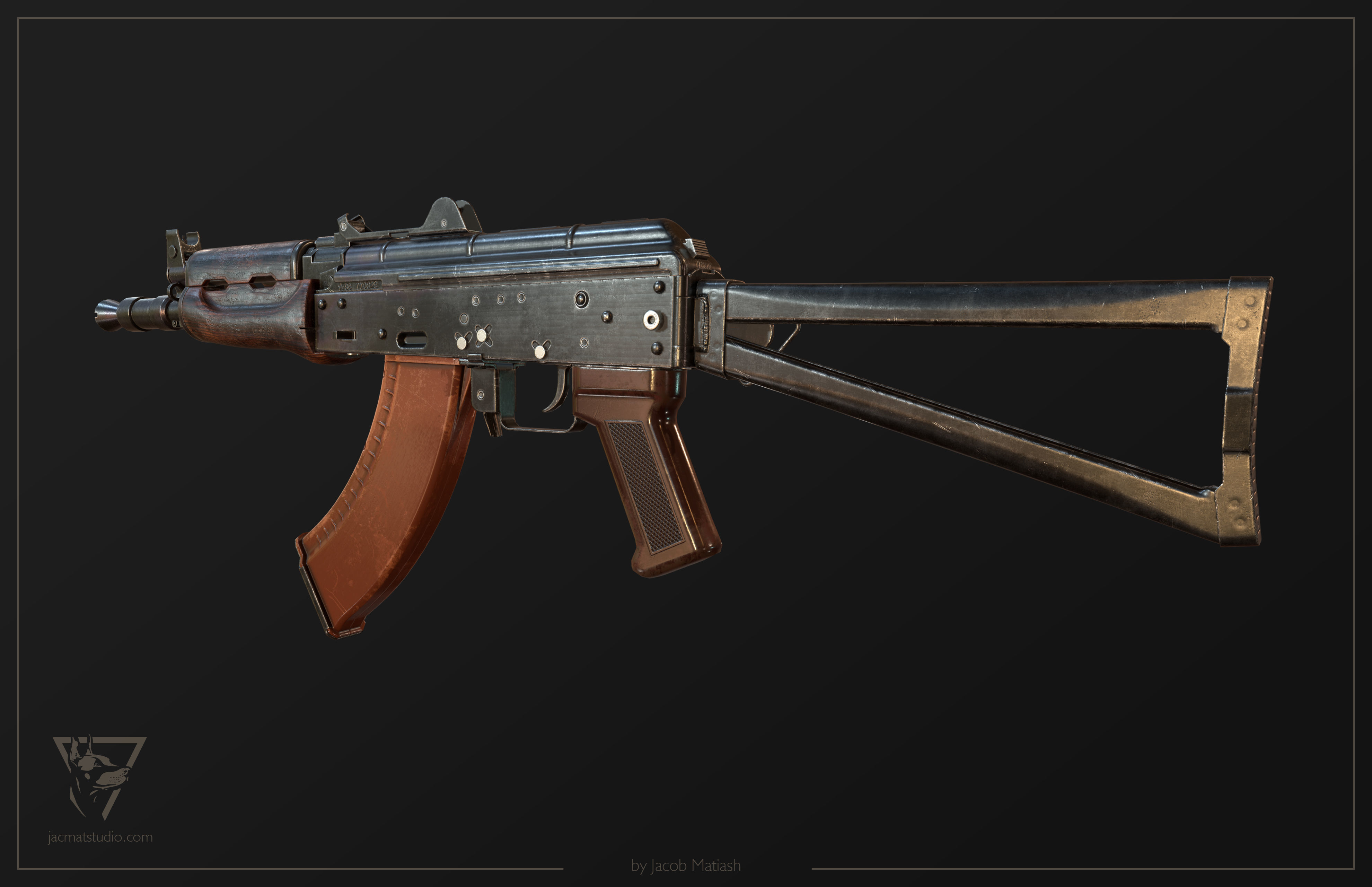 FPS AKS-74U tactical weapon Low-poly 3D model_17