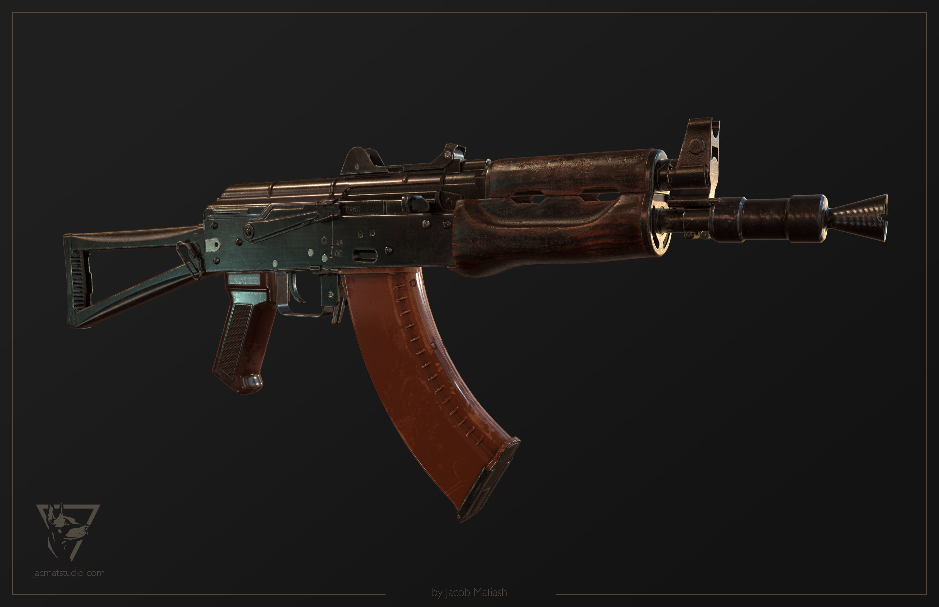 FPS AKS-74U tactical weapon Low-poly 3D model_15