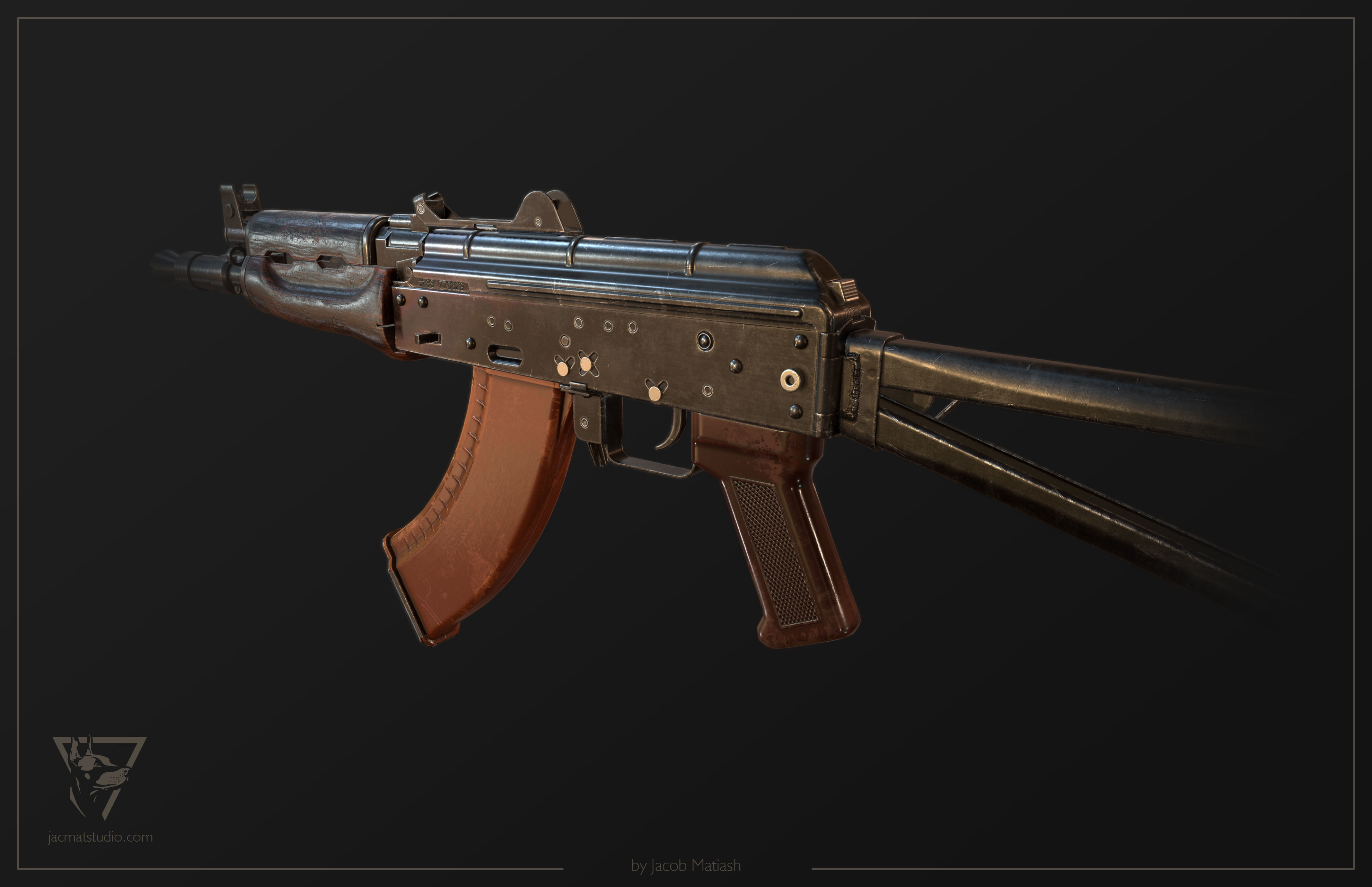 FPS AKS-74U tactical weapon Low-poly 3D model_13