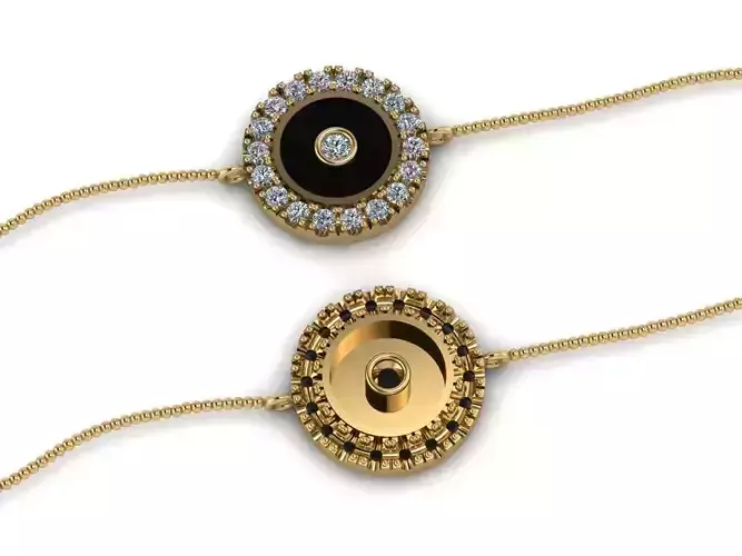 Brecelet two gold bracelets with onyx and diamonds