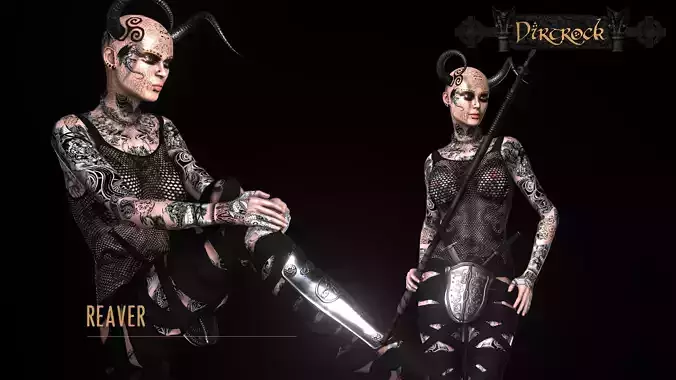 Reaver female demon holding sword