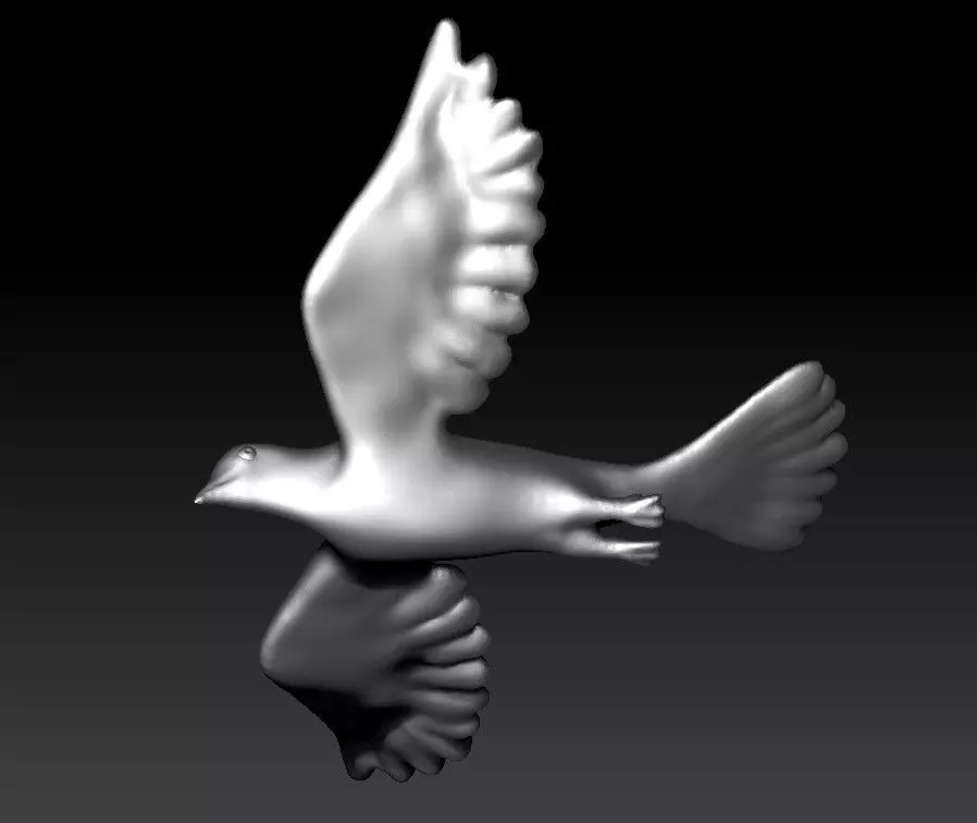 Dove 3D print model bird flying in air 3D print model_0