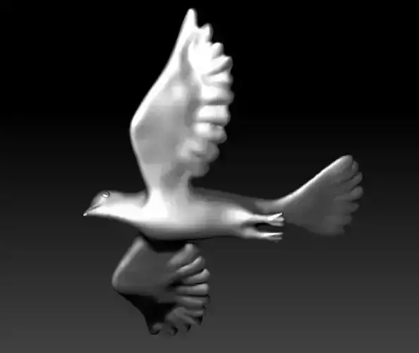 Dove 3D print model bird flying in air