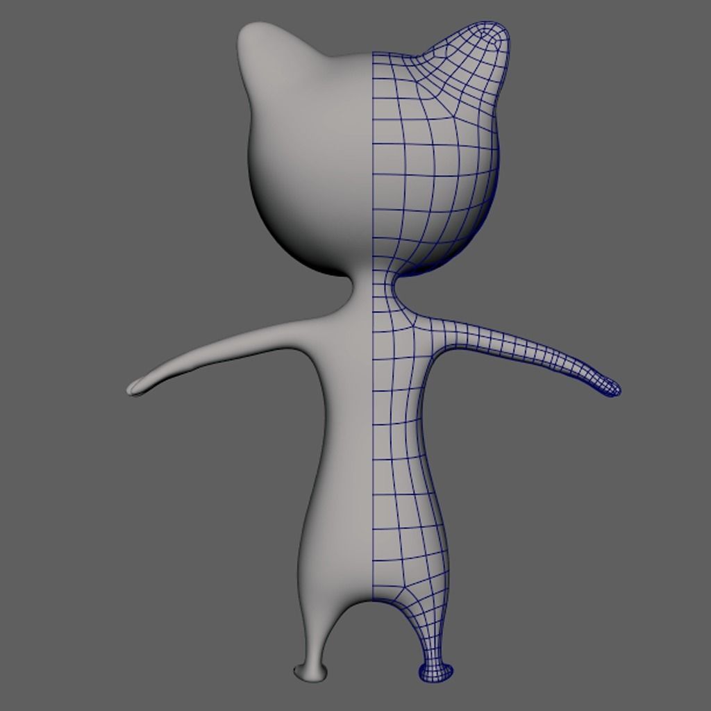 Stylized cat - prepared for rigging Low-poly 3D model_1