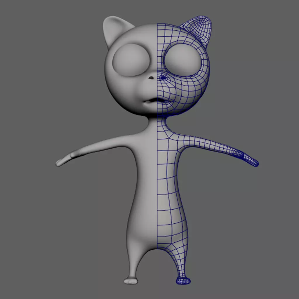 Stylized cat - prepared for rigging Low-poly 3D model_0