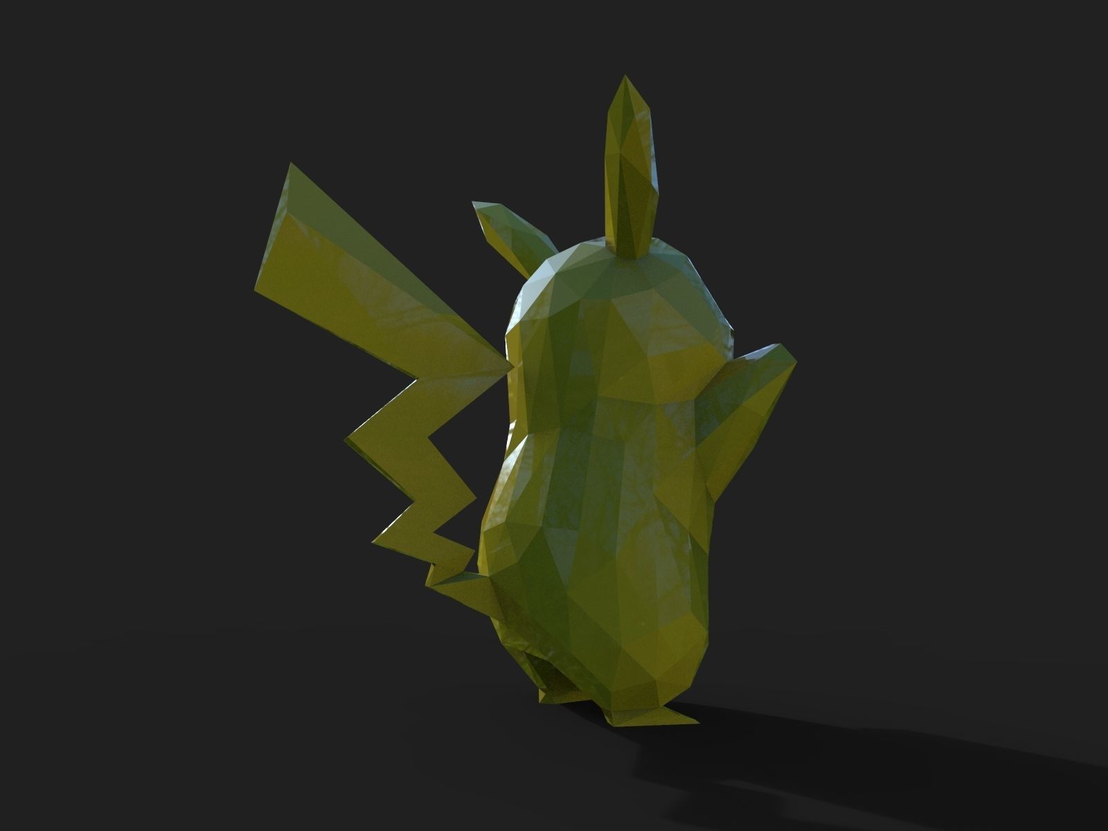 Pikachu Low Poly 3D print model_10