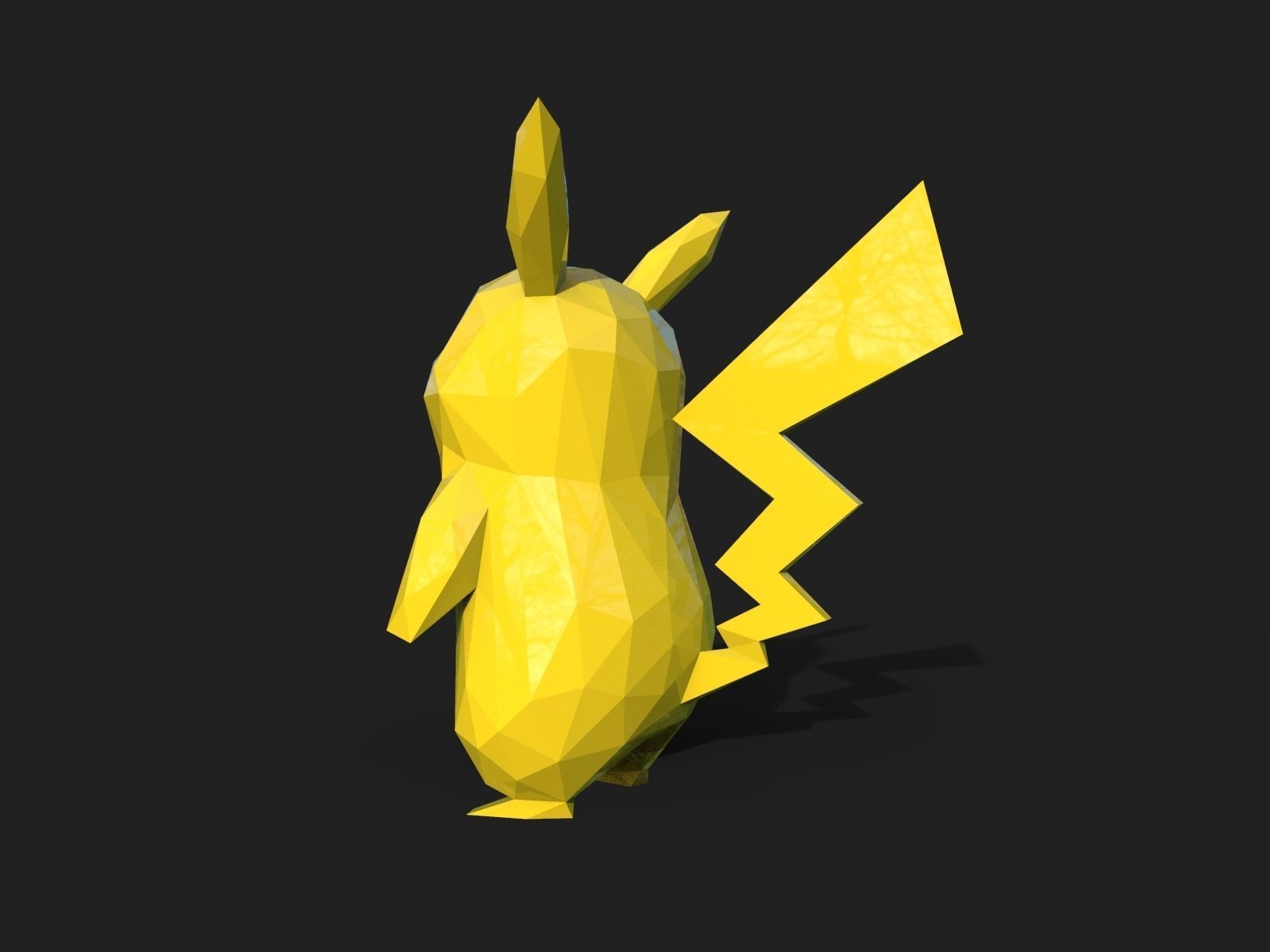 Pikachu Low Poly 3D print model_4
