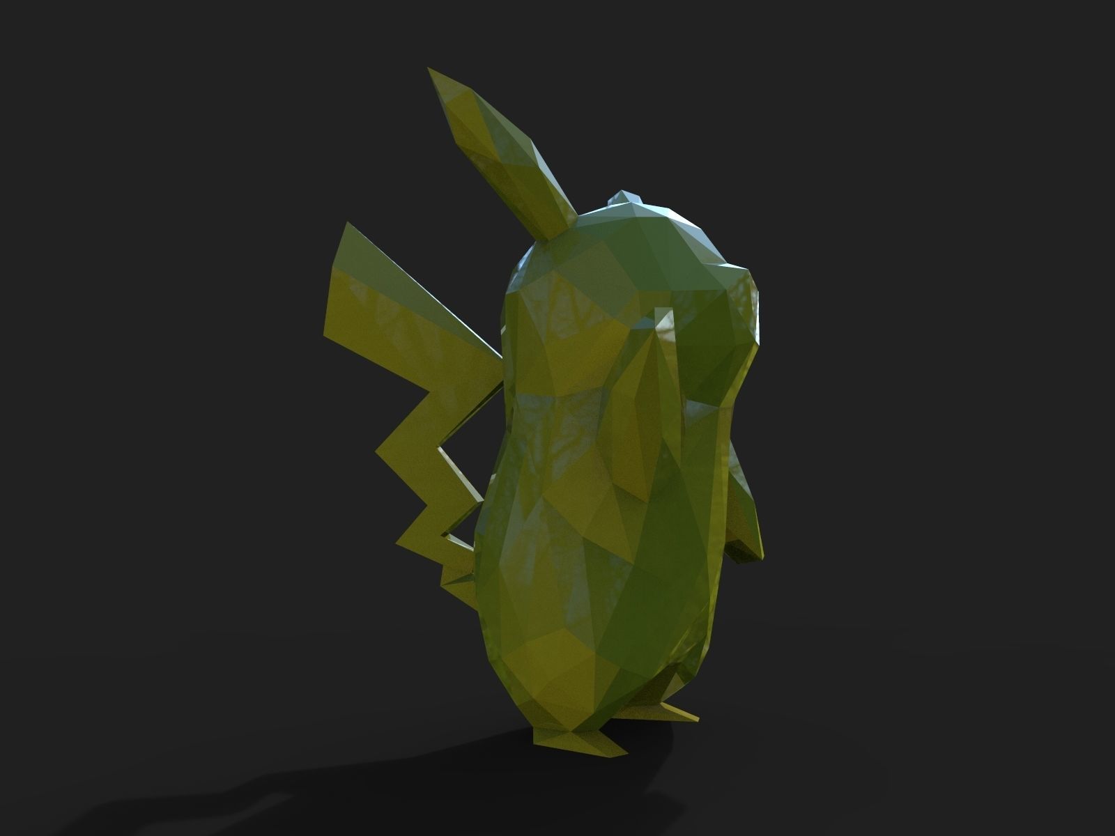 Pikachu Low Poly 3D print model_12