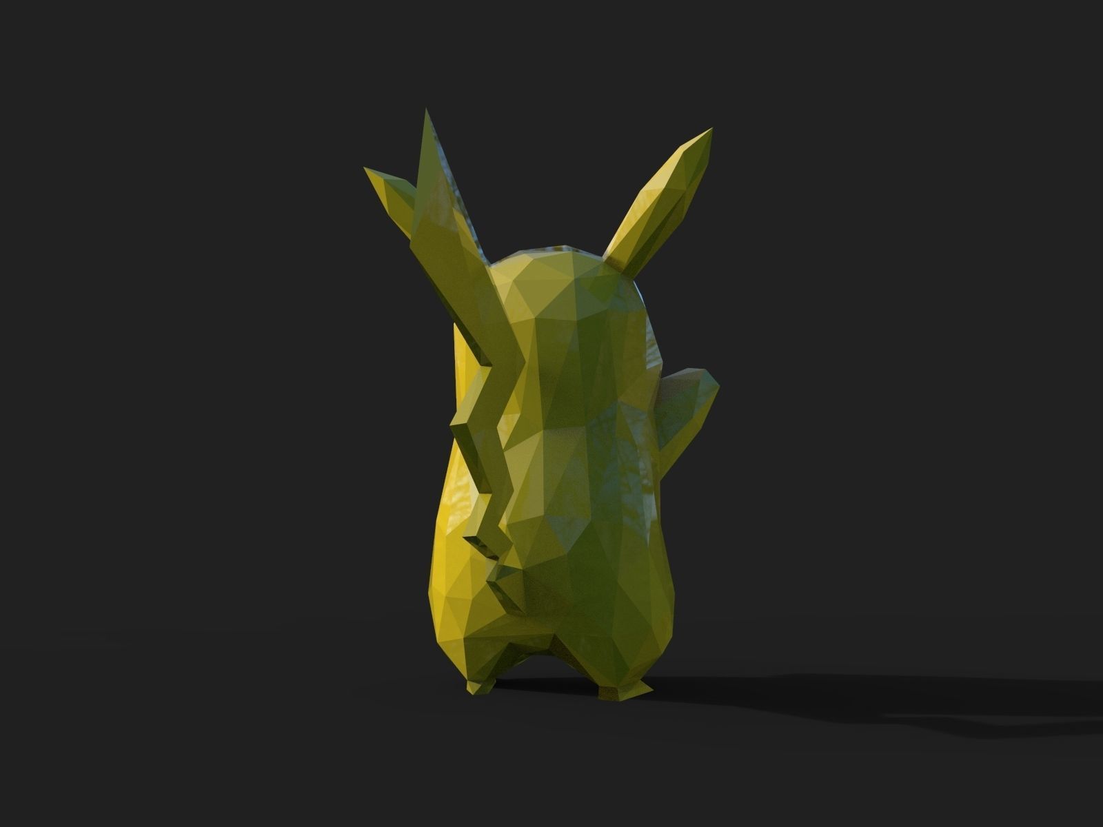 Pikachu Low Poly 3D print model_7