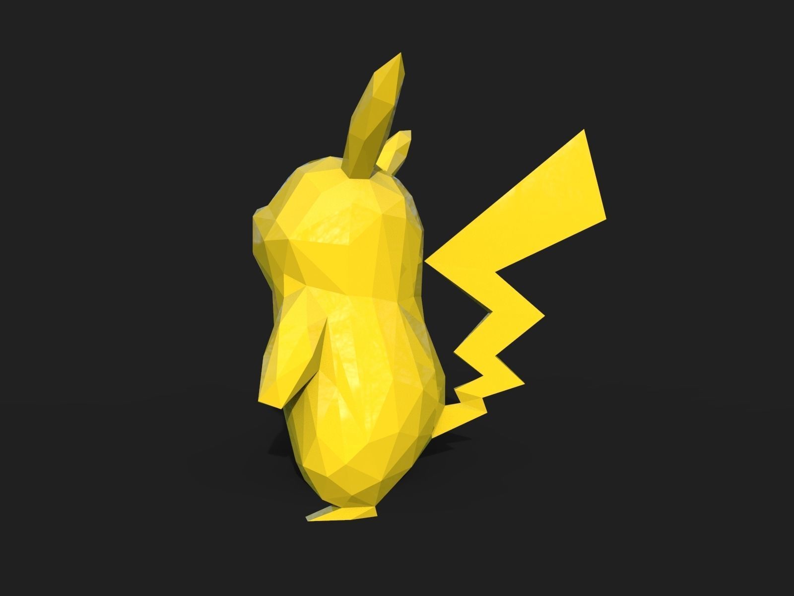 Pikachu Low Poly 3D print model_3