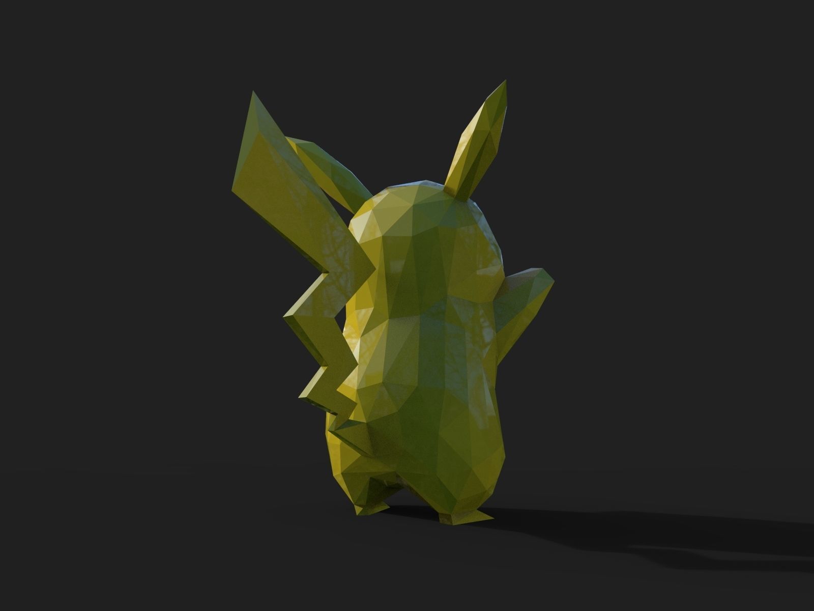 Pikachu Low Poly 3D print model_8