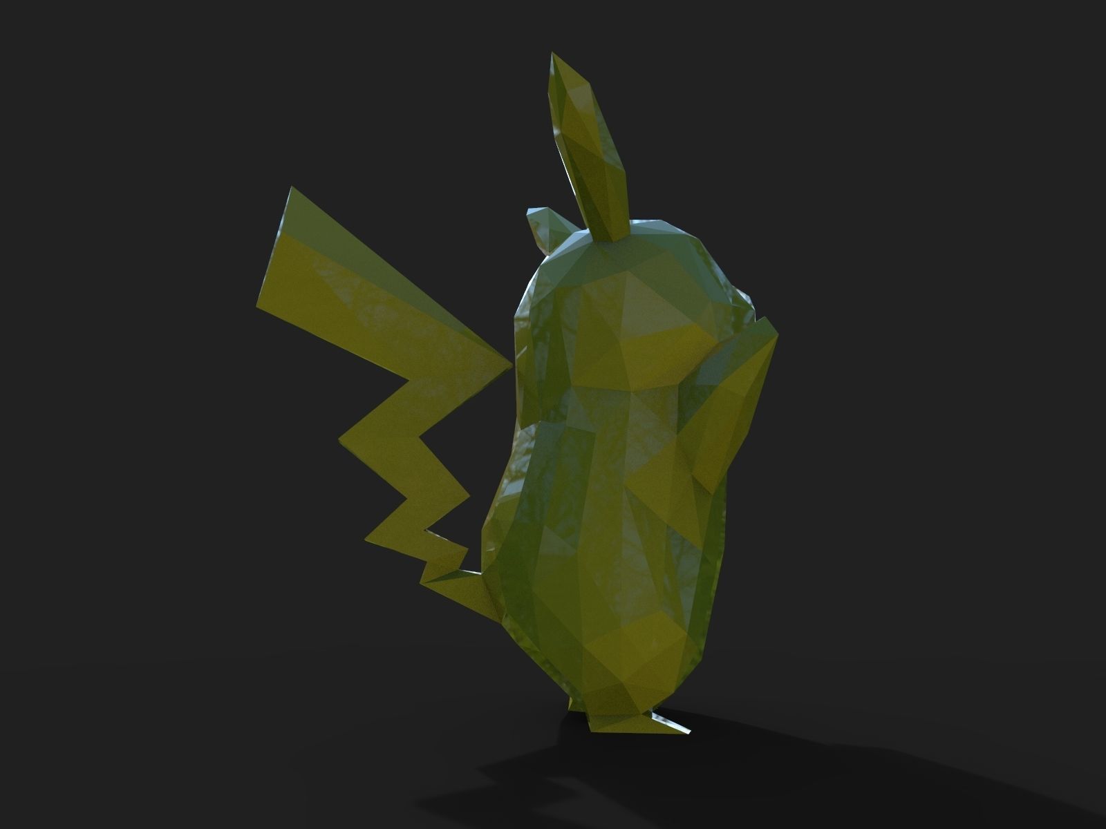 Pikachu Low Poly 3D print model_11