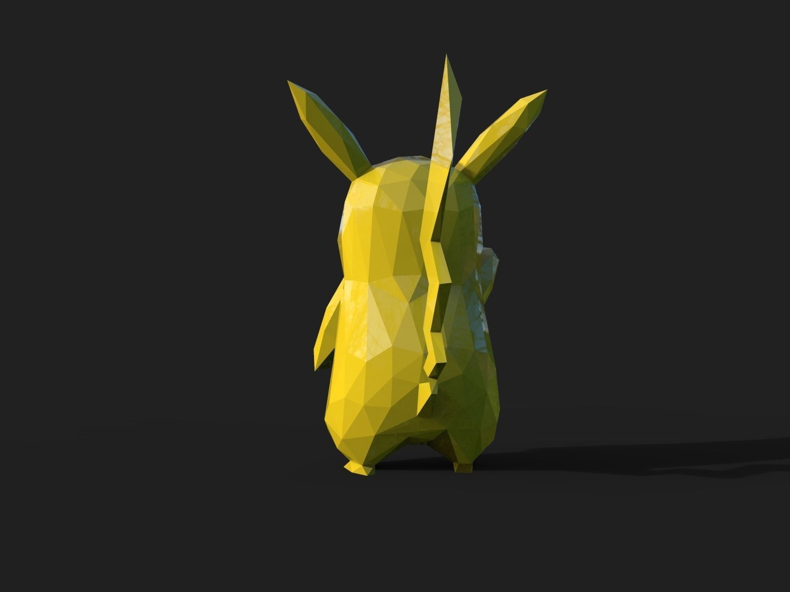 Pikachu Low Poly 3D print model_6