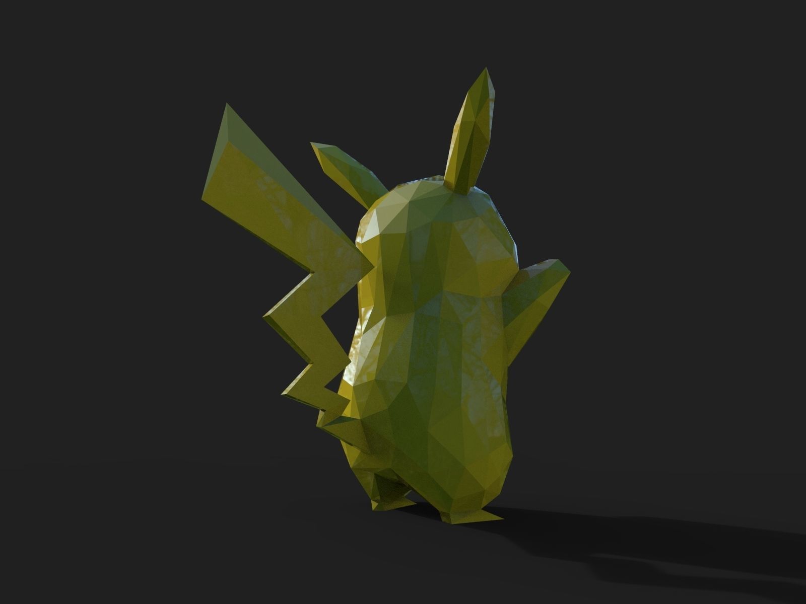 Pikachu Low Poly 3D print model_9